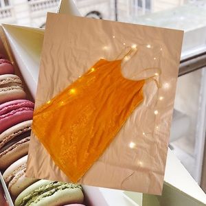 golden yellow crush velvet dress